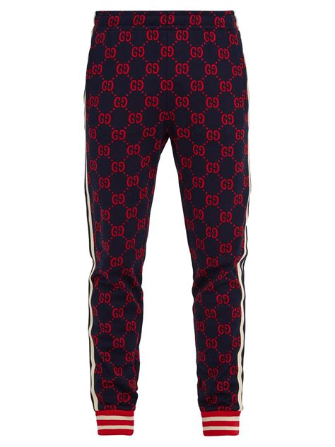 pantaloni gucci blu loghi rossi